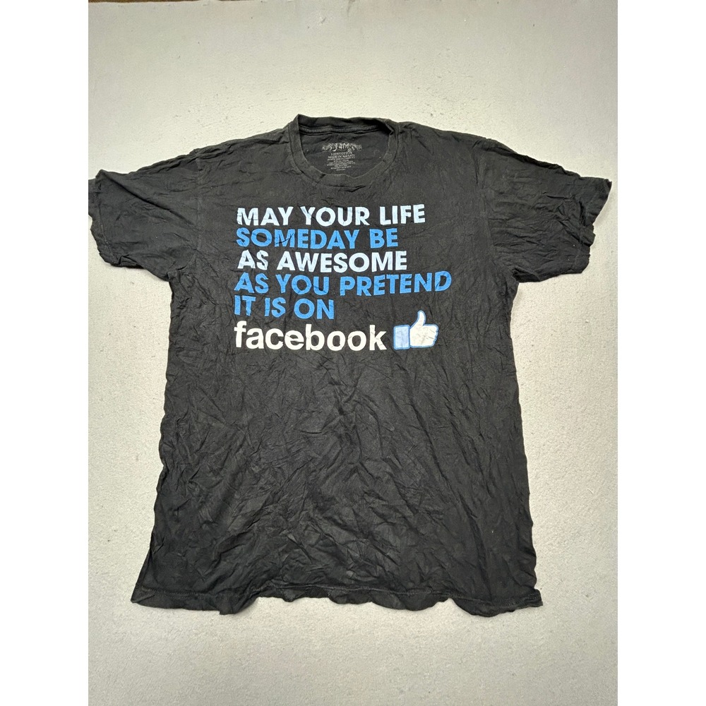JEM T Shirt 100% Cotton Black Facebook Graphic XL Mens